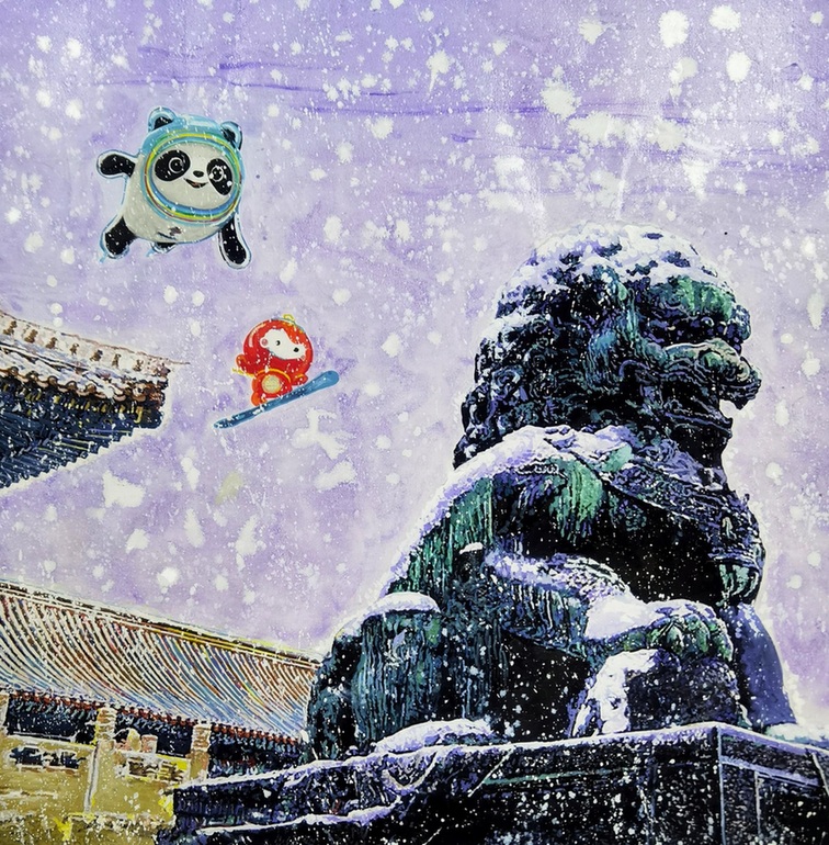 舒勇每日一画《一起向未来》主题作品：让冰墩墩、雪容融带你读懂中国