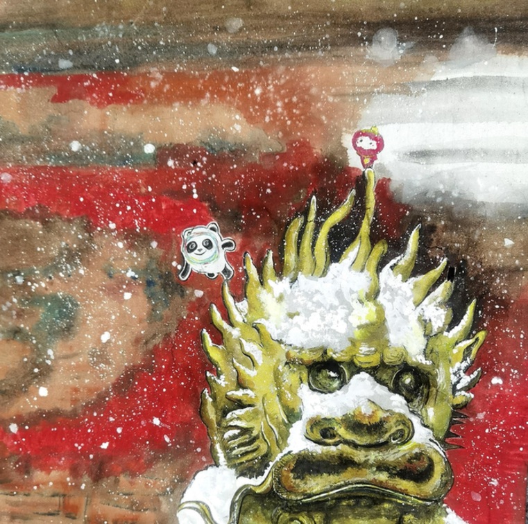 舒勇每日一画《一起向未来》主题作品：让冰墩墩、雪容融带你读懂中国