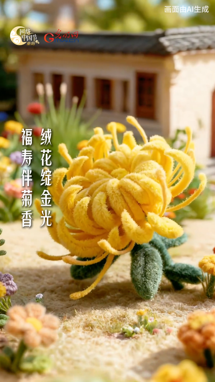 漫动时节丨非遗绒花：菊韵悠，福寿长